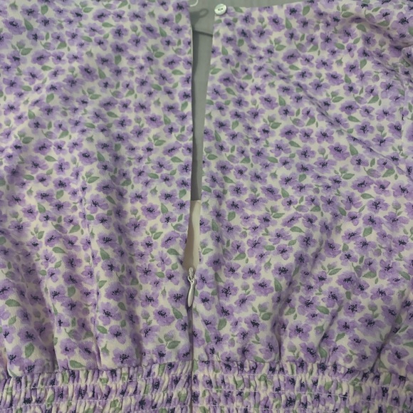 Lavender Floral Baby Doll Peasant Dress - Picture 3 of 4